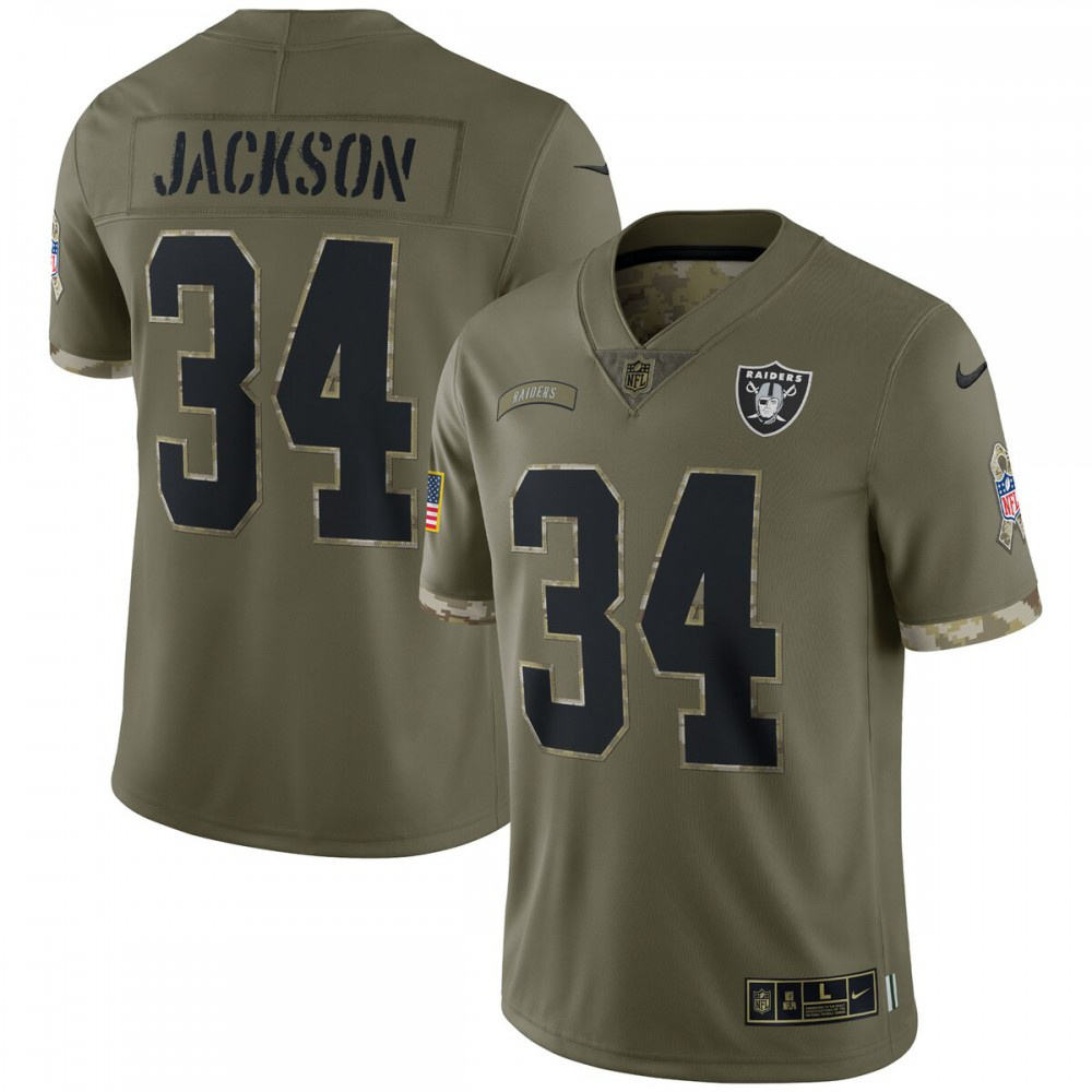 Bo Jackson Las Vegas Raiders 2022 Salute To Service Retired Player Limited Jersey - Olive-GridironStore